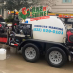 Pressure washing Sugar Land TX trailer setup professional equipment cleaning service