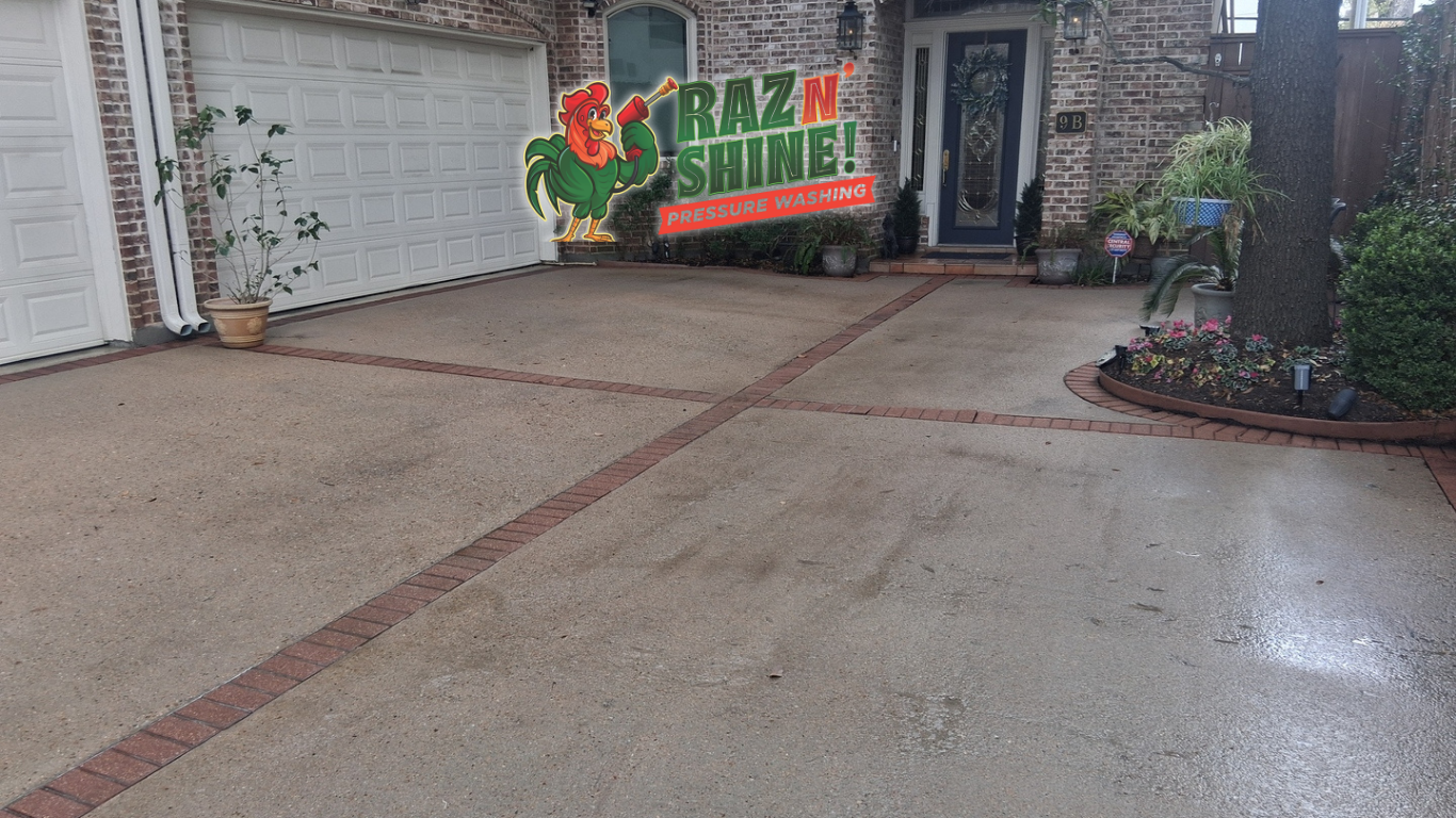 Concrete driveway pressure washing and surface cleaning in TX