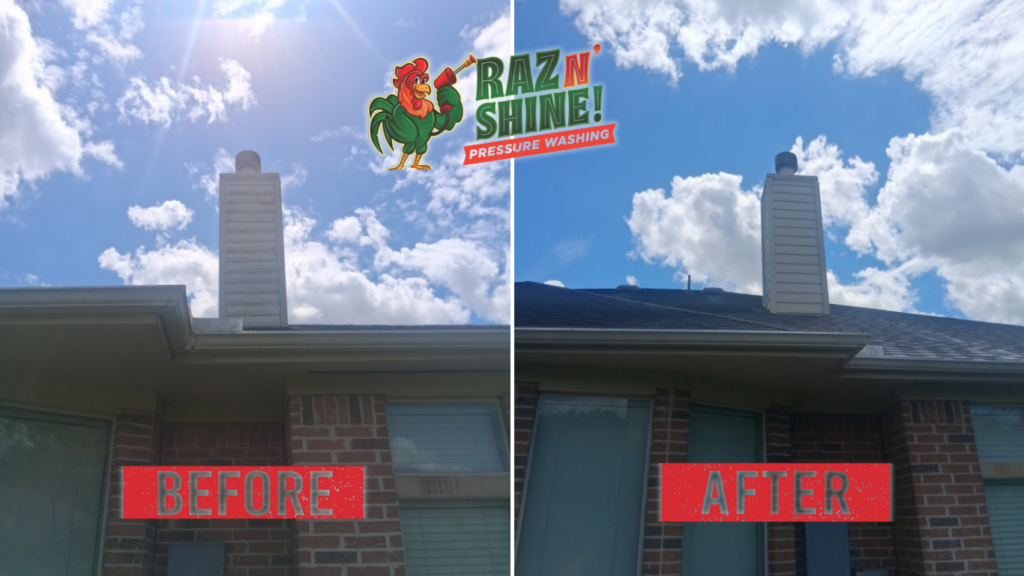 Missouri City roof cleaning before and after - Raz N Shine Pressure Washing Missouri City roof cleaning before and after - Raz N Shine Pressure Washing