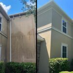 Before and after of a house soft wash by Raz N' Shine